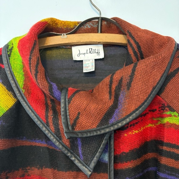 Joseph Ribkoff Abstract Stripe Waterfall Collar Jacket Size 8 Multicolour - Picture 2 of 7